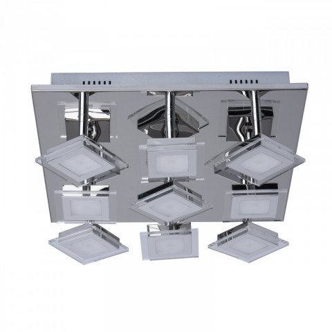 Plafonnier argenté techno 9 ampoules 12 cm