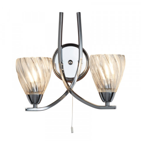 Applique 2 ampoules ascona ii, en chrome et verre