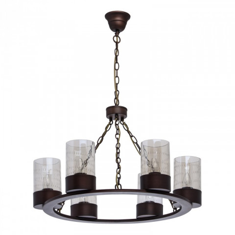 Suspension marron country 6 ampoules 80 cm