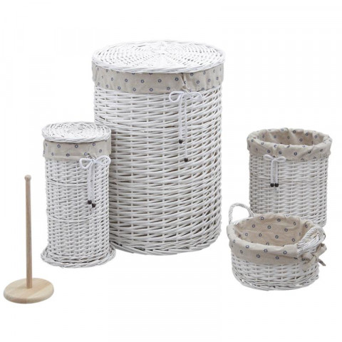Ensemble rangement 4 paniers en éclisse blanche