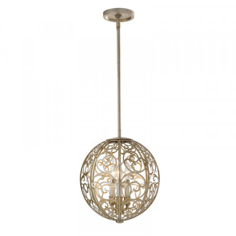 Suspension sphérique arabesque, feuilles d'argent