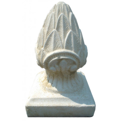 Pomme de pin en pierre reconstituée avec socle carré