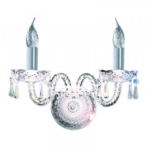 Applique 2 ampoules hale, en chrome et cristal
