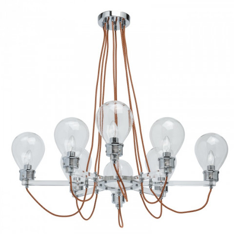 Suspension chromée loft 8 ampoules 73 cm