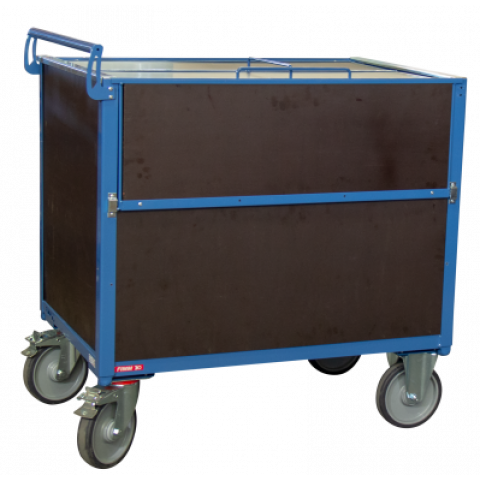 Chariot conteneur bois avec toit - dimensions plateau au choix 