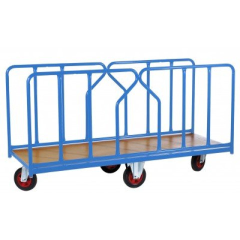 Chariot modulaire charges longues, 2 ridelles tube, 1800 x 800 mm, roues losange, 500 kg