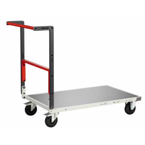 Chariot monté FLATPACK™ dossier repliable 850 x 500 mm plateau tôle galva roues CC 250 kg - 806721311