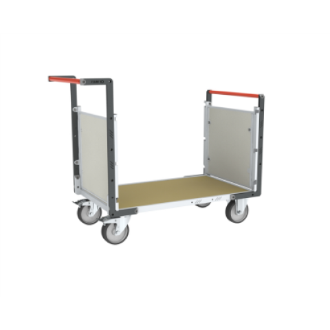 Chariot modulaire PP alvéolaire 2 dossiers, plateau bois médium 1000 x 600 mm, 500 kg