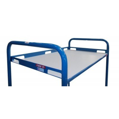 Desserte 2 plateaux tôle avec rebords ajourés, 1000 x 600 mm, 200 kg