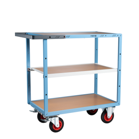 Servante mécano-soudée 3 plateaux médium 850 x 500 mm roues CC 400 kg - 880701232