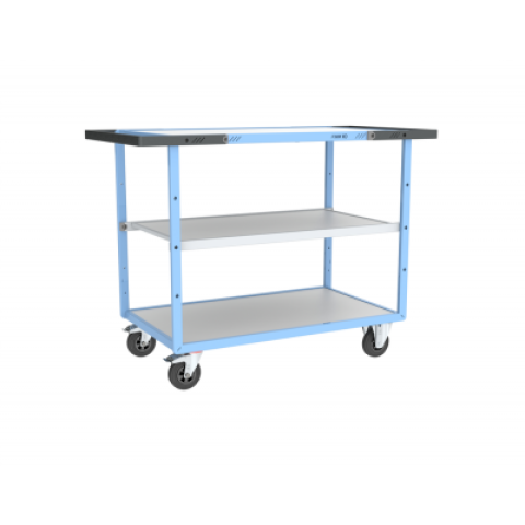 Servante mécano-soudée double poignées 3 plateaux mélaminé 850 x 500 mm roues CC - 880701512