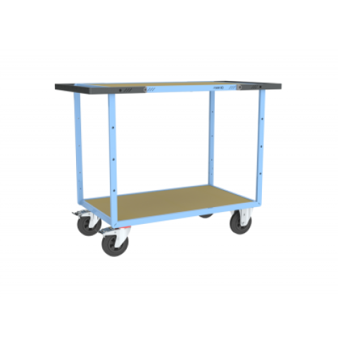 Servante mécano-soudée EVERSTEEL™ double poignées 2 plateaux médium 850 x 500 mm 400 kg - Type de roues au choix