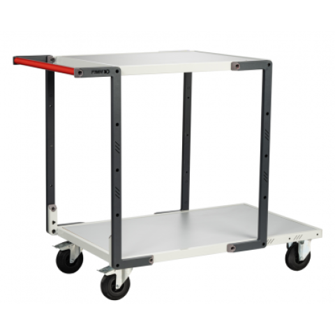Servante flat-pack 2 plateaux mélaminé 1 plateau 1000 x 600 mm et 1 plateau 700 x 600 mm roues CC 250 kg