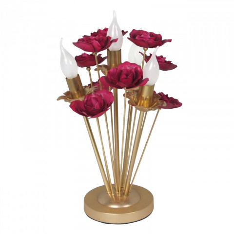 Lampe de table rouge flora 4 ampoules 43 cm