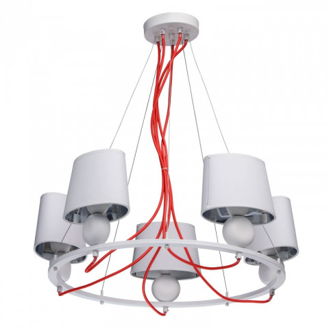 Suspension blanche megapolis 5 ampoules 64 cm