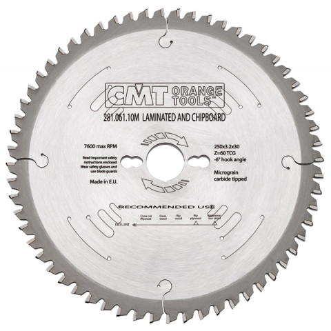Lame circulaire d=250x3.2/2.2x30 z=81 -3° neg. tpp 281.081.10m