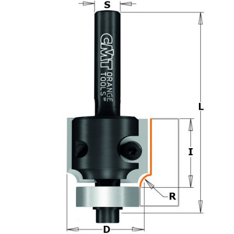 FRAISE HW POUR QUART DE ROND AVEC COUT. Z2  S=8  D=29X24X67 R=6,35  DR 661.063.11