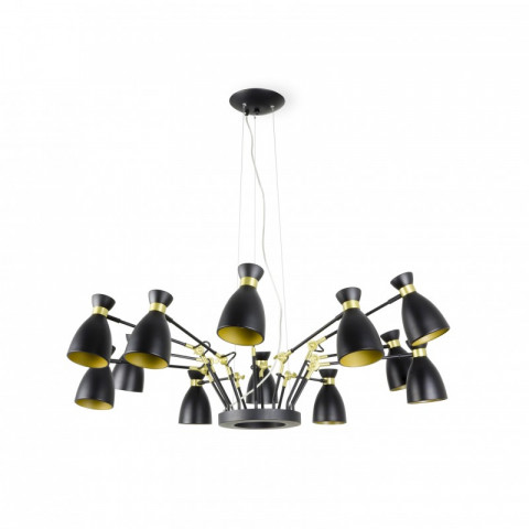 Suspension noire retro 12 ampoules
