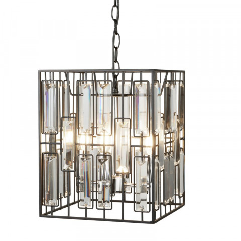 Suspension borg, noir et verre, 4 ampoules