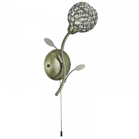 Applique bellis ii, en laiton antique et verre