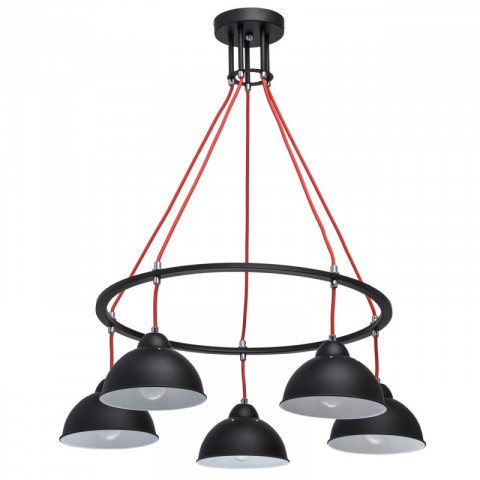 Suspension noire loft 5 ampoules 77 cm