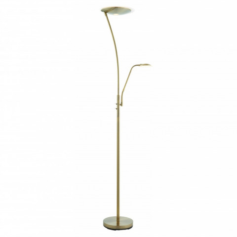 Lampadaire alassio avec liseuse, laiton antique et plastique