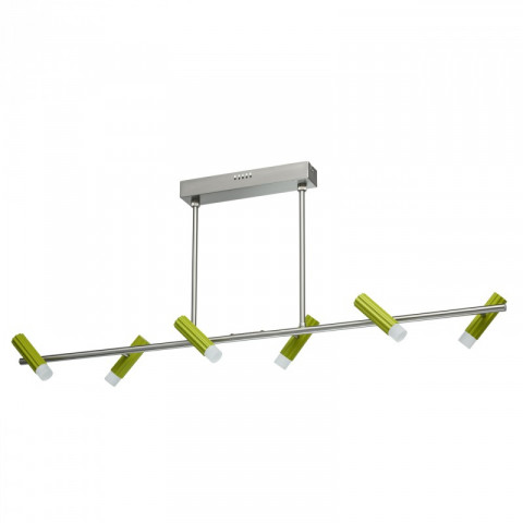 Suspension argentée techno 6 ampoules 44 cm