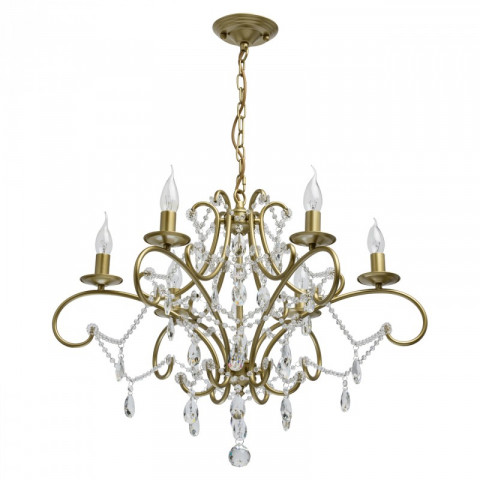 Suspension dorée crystal 6 ampoules 97 cm