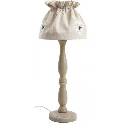 Lampe à poser en bois et coton écru