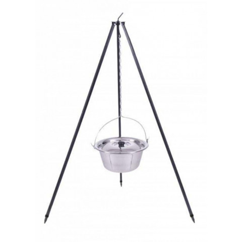 Chaudron en acier inoxydable sur trépied 14 litres