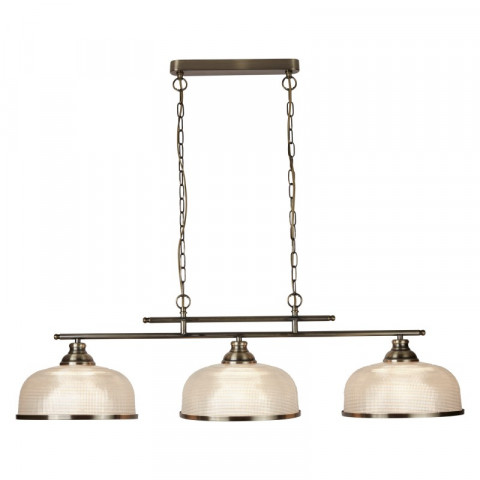 Barre bistrot ii, laiton antique et verre, 3 ampoules