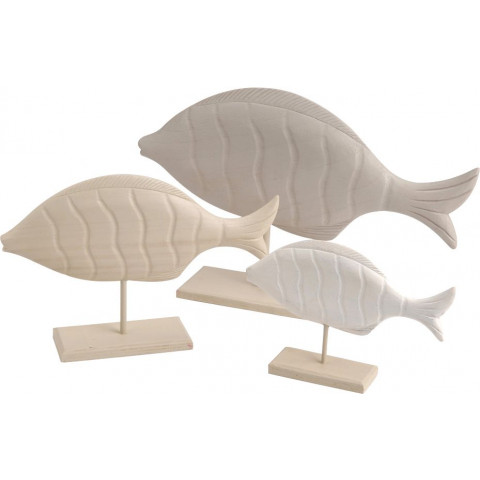 Statuettes en bois poisson (lot de 3)