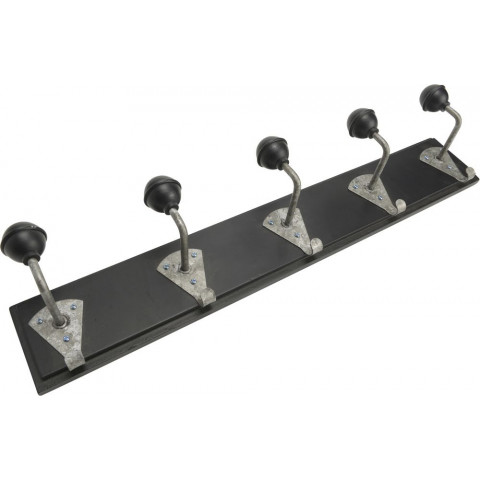 Patère bois et métal noir edgard 5 crochets