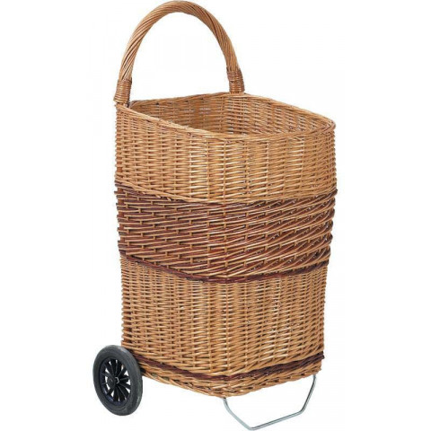 Chariot à bûches en osier sur roulettes osier clair