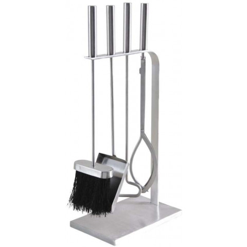 Valet de cheminée en inox 4 accessoires
