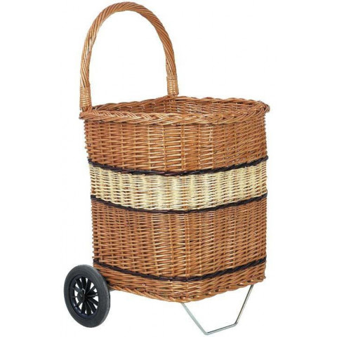 Chariot à bûches en osier buff bicolore