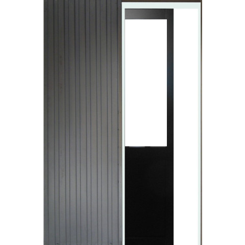 Porte coulissante atelier noir h204 x l93 sans meneau + systeme galandage et kit de finition inclus gd menuiseries