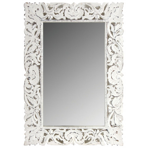 Miroir en manguier patiné blanc