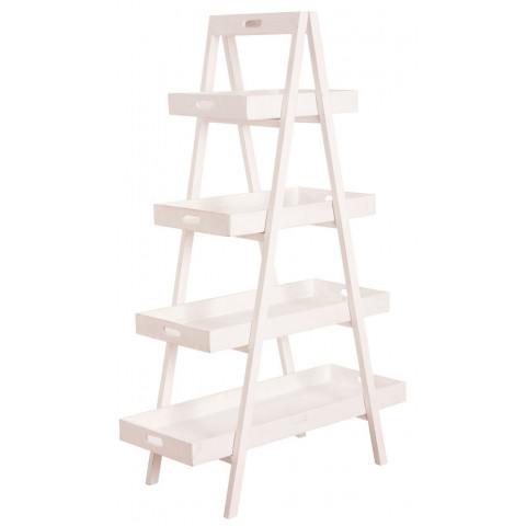 Etagère pliante en bois patiné blanc
