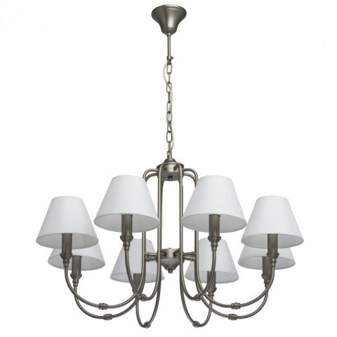 Suspension argentée neoclassic 8 ampoules 96 cm