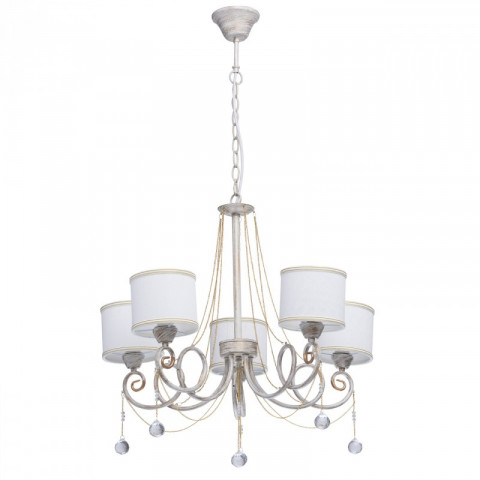 Suspension blanche elegance 5 ampoules 96 cm