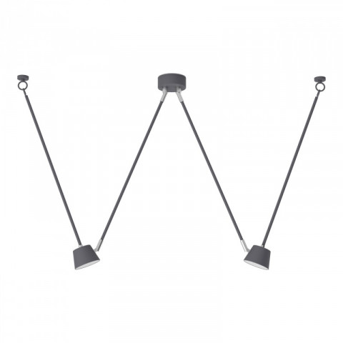 Plafonnier gris techno 2 ampoules 65 cm