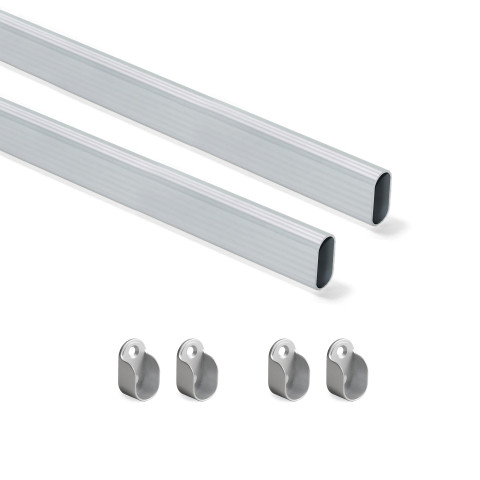 Kit tube de penderie 30x15 mm adonisé mat - Longueur au choix 