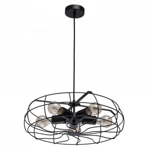 Suspension noire loft 5 ampoules 120 cm