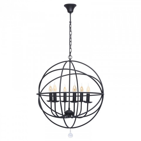 Chandelier noir country 6 ampoules 115 cm