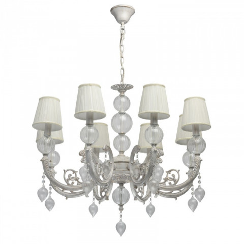 Suspension blanche elegance 8 ampoules 150 cm