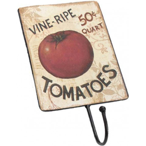 Patère en métal et fer tomate 24.5x6x13cm
