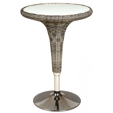 Table haute en métal et rotin synthétique