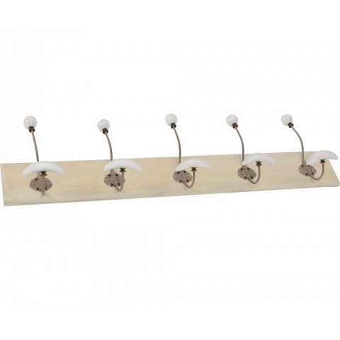 Patère beige en bois et céramique