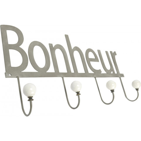 Patère métal et céramique bonheur
